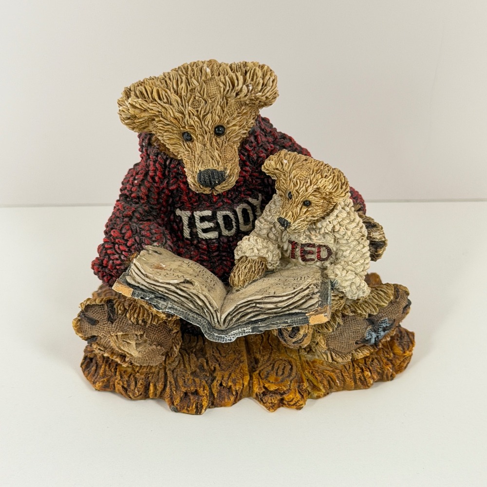 Vintage Boyds Bears Ted & Teddy Figurine 1993 Style 2223 Reading Bearstone Decor